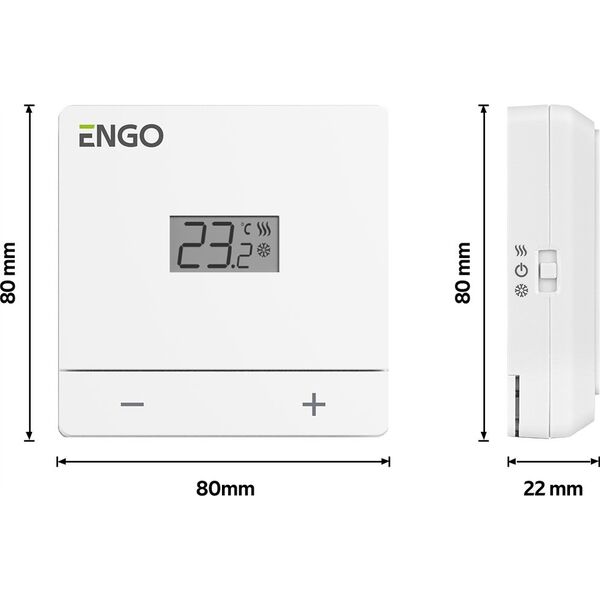 Engo Engo przewodowy regulator temperatury, biały zasilanie bateryjne EASYBATW