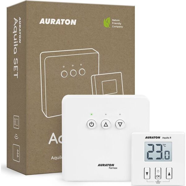 Auraton AURATON Aquila SET - Dobowy, bezprzewodowy regulator temperatury ze sterownikiem urządzenia grzewczego (zestaw), (następca modelu 200RT)