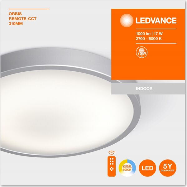 Lampa sufitowa Ledvance Ledvance Led Wall And Ceiling Light For Indoor Use, Dimmable With Remote Control