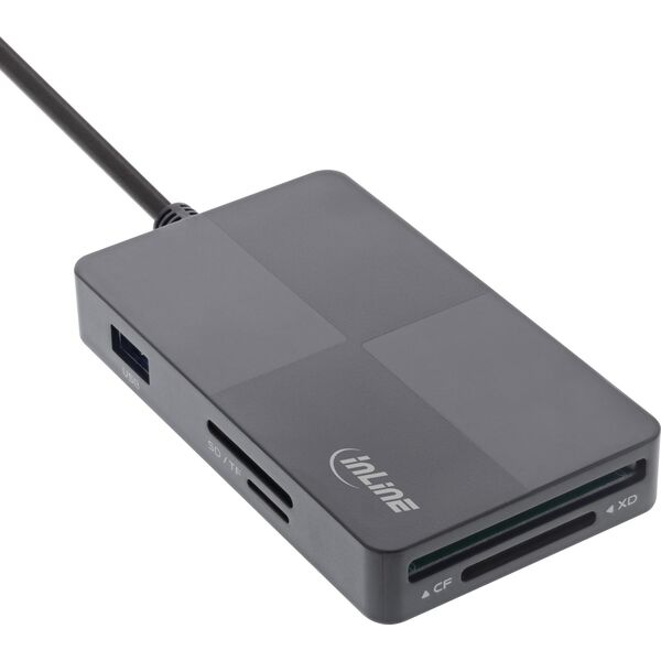 Czytnik InLine InLine® USB 3.2 Multi Cardreader Hub, SD/TF/MS/XD/CF, 3-port USB-A, Dual