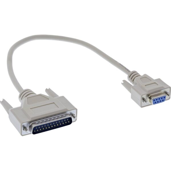 InLine Inline® Serial Cable, DB9F to DB25M, moulded plugs, beige, 0.33m