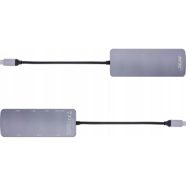 InLine InLine® USB 3.2 Gen.2 Hub, 4x USB-C + 3x USB-A, PD 100W, aluminium, grey