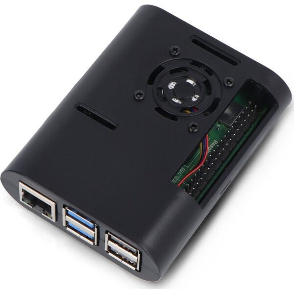 OEM Obudowa do Raspberry Pi 5 z wentylatorem i radiatorami - ABS - czarna}