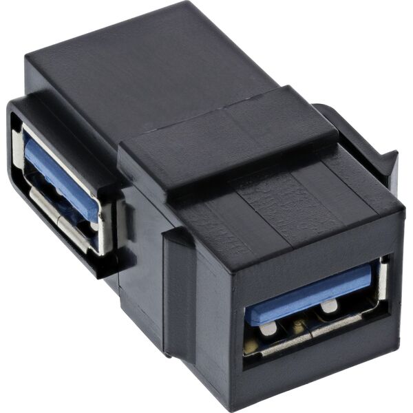 Adapter USB InLine InLine® USB 3.2 Snap-In module, USB-A F/F, 90° angled, black housing