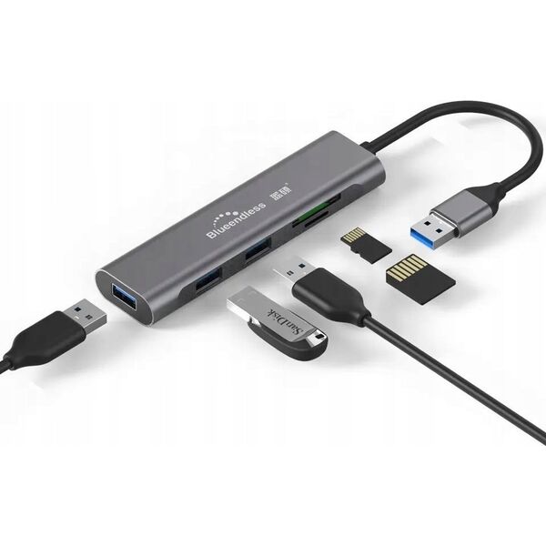 Adapter USB Extra Digital Extra Digital Adapteris USB 3.0 - 3 x USB 3.0, SD, TF