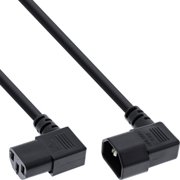 Kabel zasilający InLine InLine® Power cable, C13 to C14, black, 1,0m angled