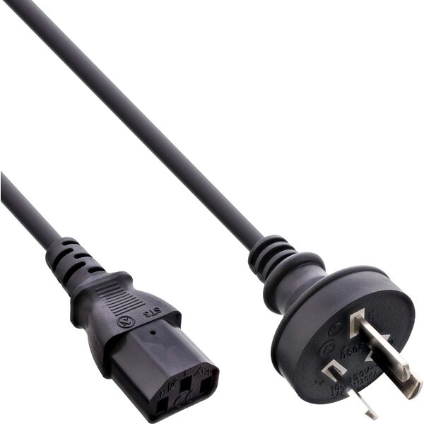 Kabel zasilający InLine InLine® Power cable, Australia to 3pin IEC C13, black, 0,5m
