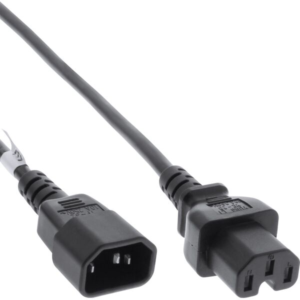 Kabel zasilający InLine 35pcs. pack Bulk-Pack InLine® Power Cable extension C15 straight to C14 socket straight black 2m