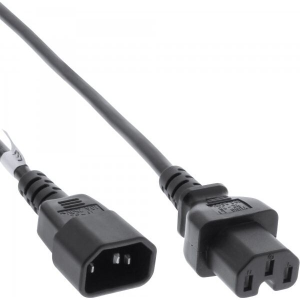 Kabel zasilający InLine 40pcs. pack Bulk-Pack InLine® Power Cable extension C15 straight to C14 socket straight black 1.8m