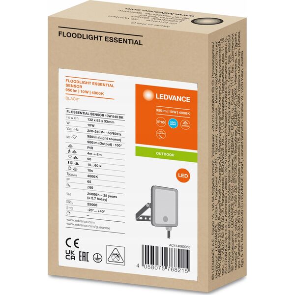 Naświetlacz Ledvance FL ESSENTIAL SENSOR 10W 840 BK