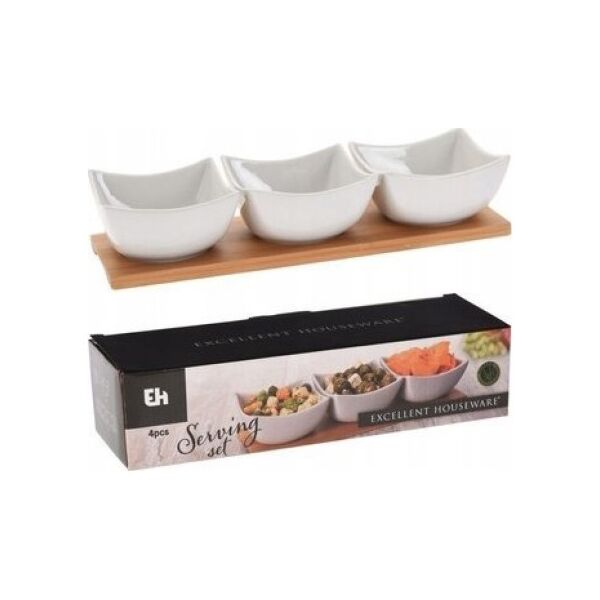 Excellent Houseware Miseczki na przekąski porcelanowe białe 30 cm 4 el.