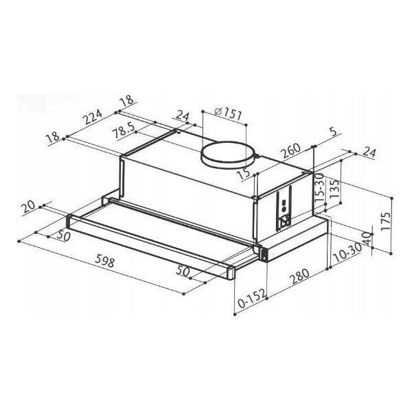 Okap Faber COOKER HOOD FLEXA NG GLASS BK A60 FABER