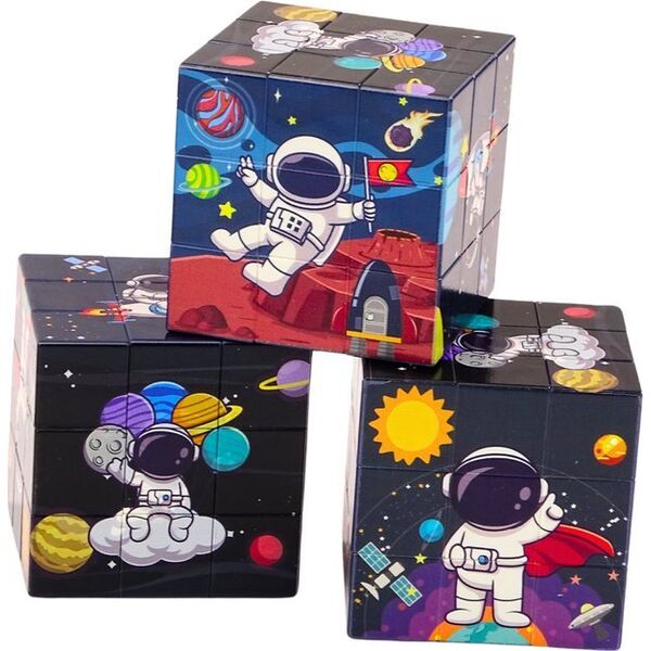 LeanToys Magiczna Kostka Układanka Edukacyjna Kosmos Puzzle Gra Logiczna