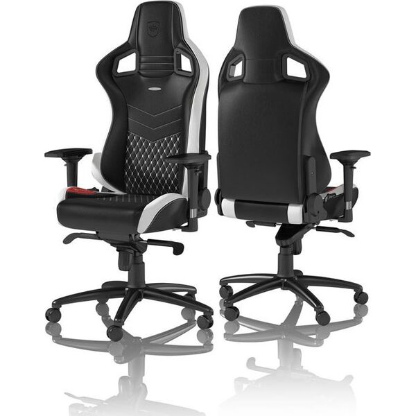 Fotel Noblechairs EPIC z prawdziwej skóry - czarny/biały/czerwony (GAGC-034)