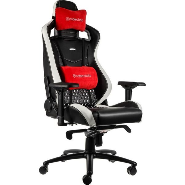 Fotel Noblechairs EPIC z prawdziwej skóry - czarny/biały/czerwony (GAGC-034)