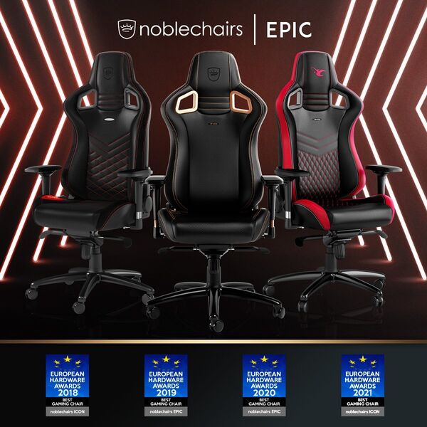 Fotel Noblechairs EPIC z prawdziwej skóry - czarny/biały/czerwony (GAGC-034)