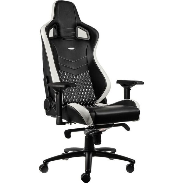 Fotel Noblechairs EPIC z prawdziwej skóry - czarny/biały/czerwony (GAGC-034)