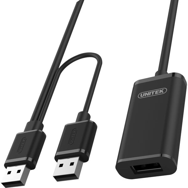 Kabel USB Unitek USB-A - USB-A 10 m Czarny (Y-278)