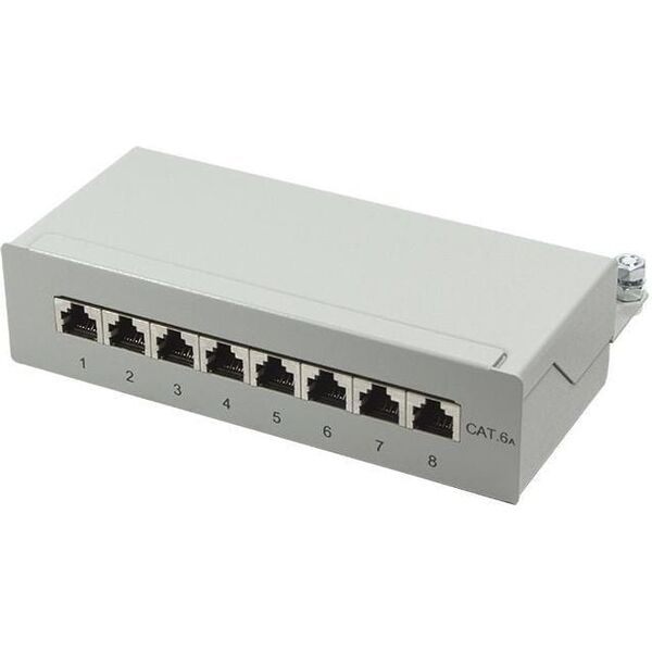 LogiLink Patchpanel kat. 6A, 8-portowy, ekranowany STP, Szary (NP0018)