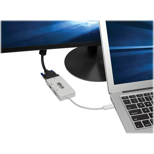 Wieloportowy adapter USB-C (M/3xF) 4K HDMI, DVI, VGA, HDCP U444-06N-HDV4K  Biały