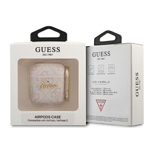Guess Etui ochronne GUA24GSMP 4G Script Metal Collection do AirPods 1/2 różowe
