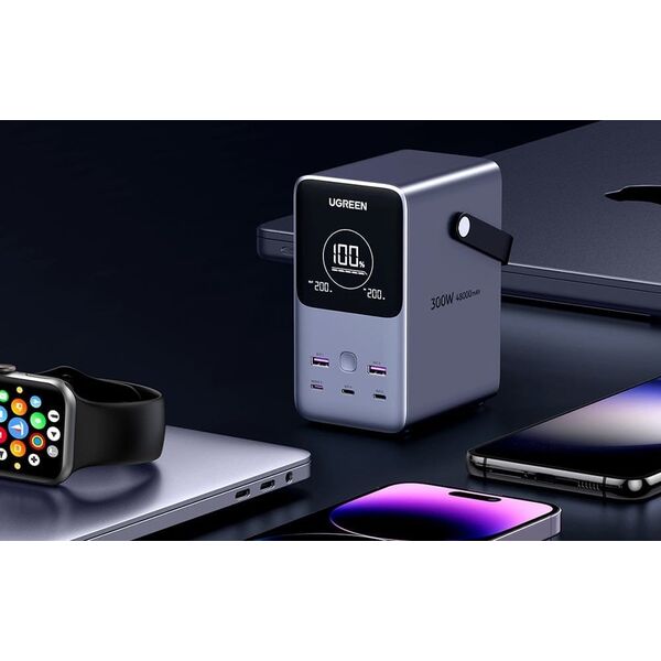 Ugreen Powerbank 48000mAh Ugreen PB770, 2x USB + 4x USB-C, 300W (szary)