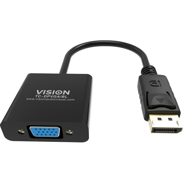 Adapter AV Vision VISION Professional installationstauglicher Adapter DisplayPort zu VGA - 30 JAHRE GARANTIE - Maximale Auflosung 1920 x 1080 - Keine Konvertierung von VGA zu DP - Hotplug - DP (M) zu VGA (F) - Gesamtlange 150 mm - Aussendurchmesser 5,5 mm