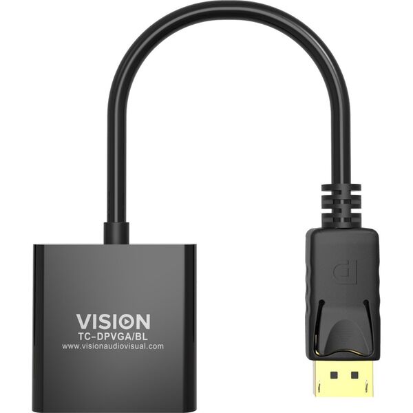 Adapter AV Vision VISION Professional installationstauglicher Adapter DisplayPort zu VGA - 30 JAHRE GARANTIE - Maximale Auflosung 1920 x 1080 - Keine Konvertierung von VGA zu DP - Hotplug - DP (M) zu VGA (F) - Gesamtlange 150 mm - Aussendurchmesser 5,5 mm