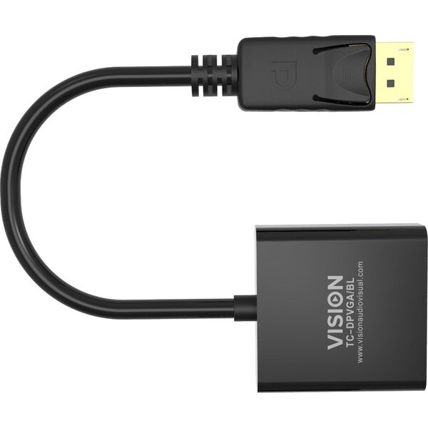 Adapter AV Vision VISION Professional installationstauglicher Adapter DisplayPort zu VGA - 30 JAHRE GARANTIE - Maximale Auflosung 1920 x 1080 - Keine Konvertierung von VGA zu DP - Hotplug - DP (M) zu VGA (F) - Gesamtlange 150 mm - Aussendurchmesser 5,5 mm