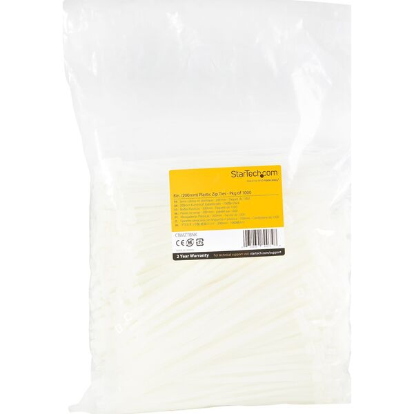 Organizer StarTech 1000 PACK 8 CABLE TIES -WHITE