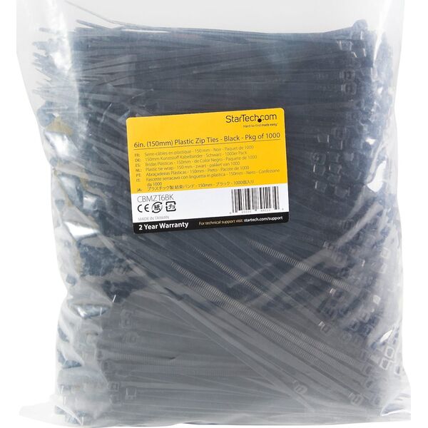 Organizer StarTech 1000 PACK 6 CABLE TIES -BLACK