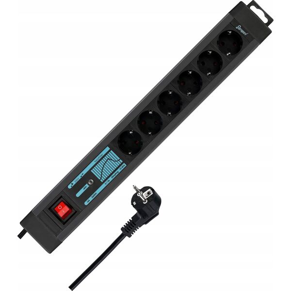 REV REV outlet Strip 6-fold 3m Supraguard  anthracite