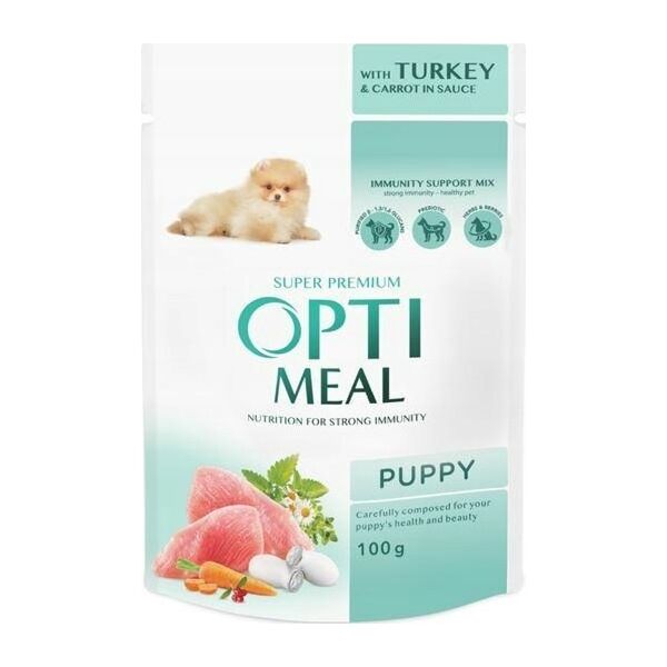 Synteza OPTIMEAL PIES sasz.100g  PUPPY INDYK      MARCHEWKA w sosie /12