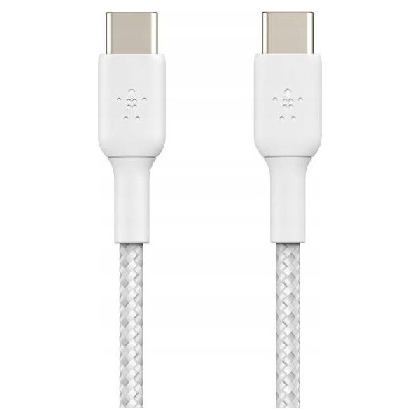 Kabel USB Belkin 1x2 Belkin braided PVC Cable 2m USB-C/USB-C wh.  CAB004bt2MWH2PK
