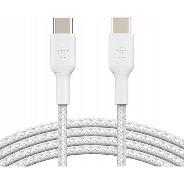 Kabel USB Belkin 1x2 Belkin braided PVC Cable 2m USB-C/USB-C wh.  CAB004bt2MWH2PK