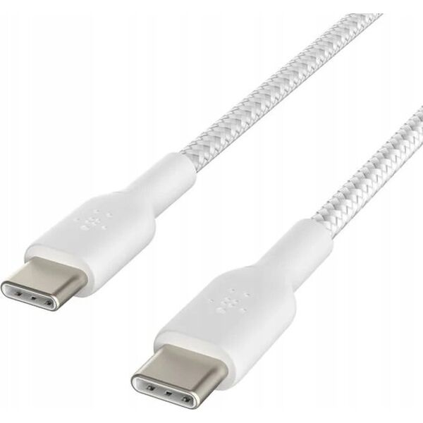 Kabel USB Belkin 1x2 Belkin braided PVC Cable 2m USB-C/USB-C wh.  CAB004bt2MWH2PK