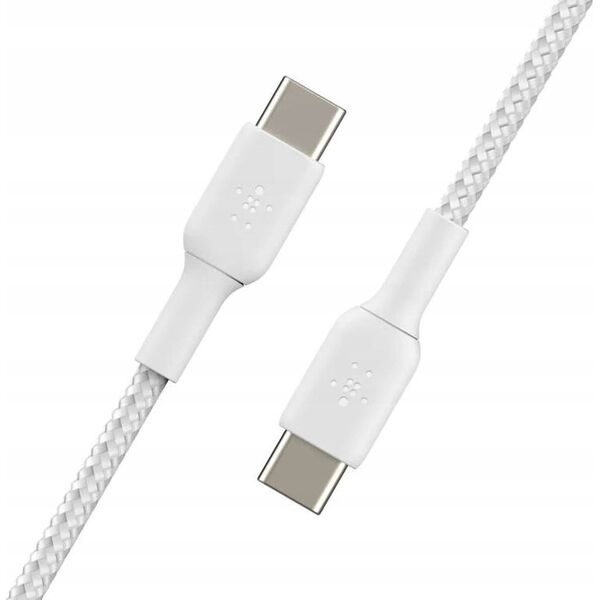 Kabel USB Belkin 1x2 Belkin braided PVC Cable 2m USB-C/USB-C wh.  CAB004bt2MWH2PK