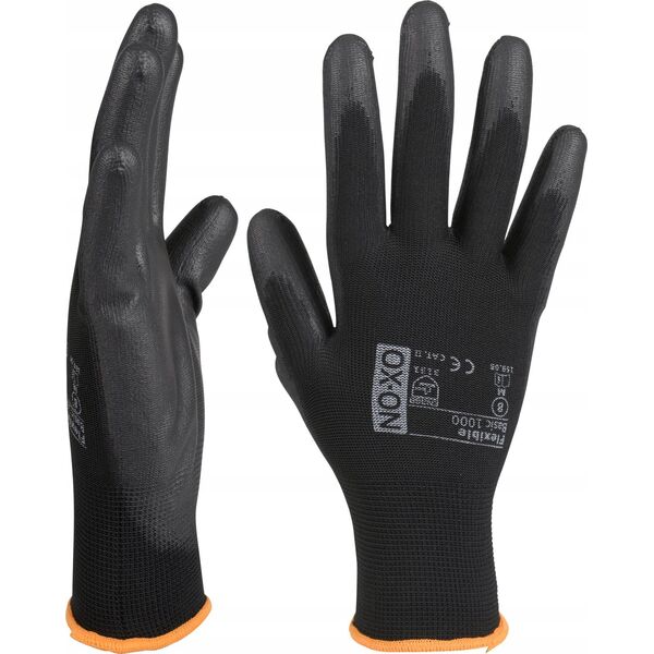 OX-ON handske Black Flex - Finger Coated, str. 9