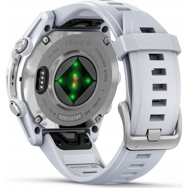 Zegarek sportowy Garmin Garmin Fenix 8 43 mm AMOLED Srebrny z białym paskiem [010-02903-00]