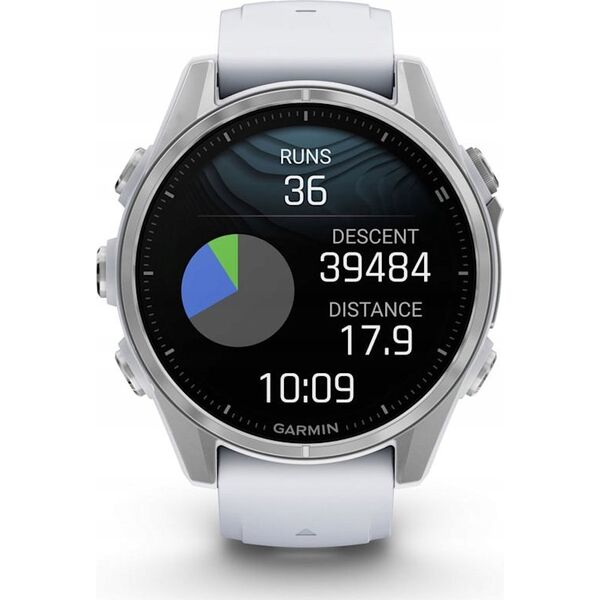Zegarek sportowy Garmin Garmin Fenix 8 43 mm AMOLED Srebrny z białym paskiem [010-02903-00]