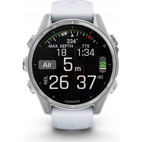 Zegarek sportowy Garmin Garmin Fenix 8 43 mm AMOLED Srebrny z białym paskiem [010-02903-00]