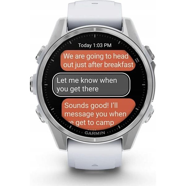 Zegarek sportowy Garmin Garmin Fenix 8 43 mm AMOLED Srebrny z białym paskiem [010-02903-00]