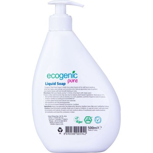 ECOGENIC Ecogenic Pure, Mydło do rąk w płynie z pompką, bezzapachowe, 500 ml