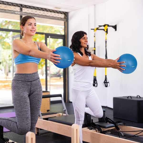 Rebel Mini piłka gimnastyczna do pilates rehabilitacyjna 25cm z pompką ręczną, kolor niebieski , REBEL ACTIVE
