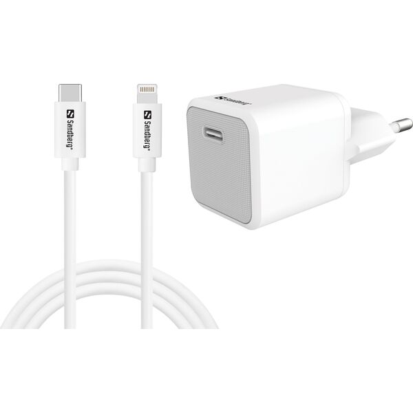 Ładowarka Sandberg USB-C AC Charger +Lightning 1M