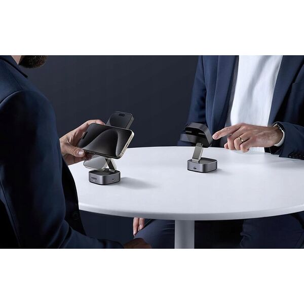 Ładowarka Ugreen Ładowarka indukcyjna Qi 2w1 UGREEN W702 iPhone, AirPods, 15W szara