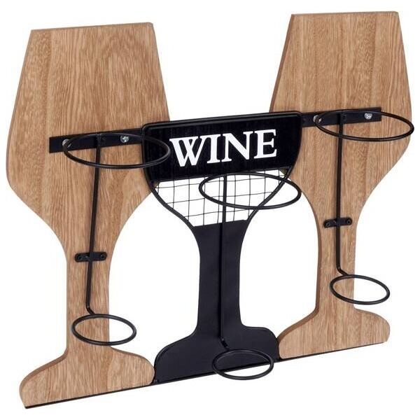 Home Styling Collection Wieszak na butelki wina drewniany metalowy 40x11x35 cm
