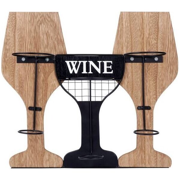 Home Styling Collection Wieszak na butelki wina drewniany metalowy 40x11x35 cm