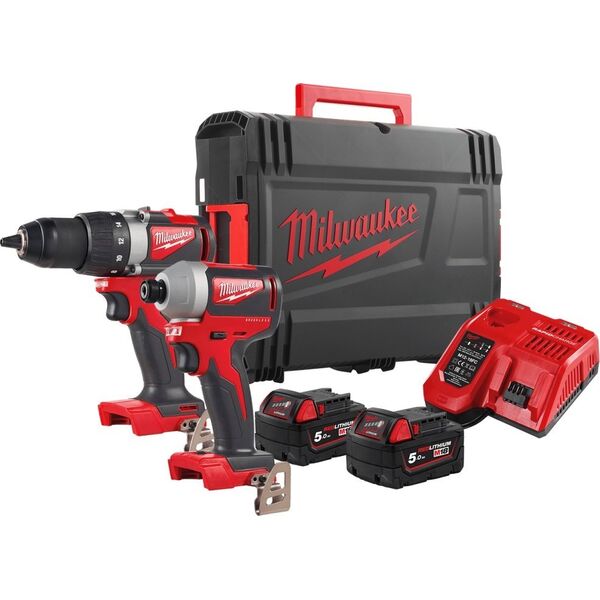 Zestaw elektronarzędzi Milwaukee MILWAUKEE.POWERPACK M18BLPP2B2-502X M18BLDD2+M18BLID2 2x5.0Ah ...