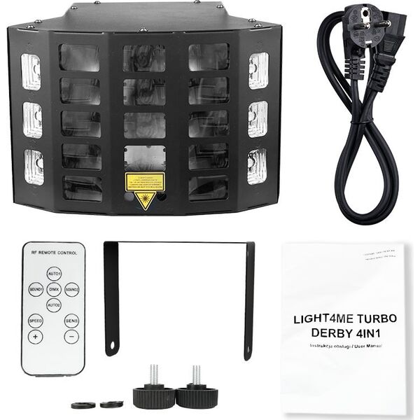 LIGHT4ME LIGHT4ME EFEKT LED MULTIEFEKT ŚWIETLNY TURBO DERBY 4IN1 RGBW-UV + PILOT DMX